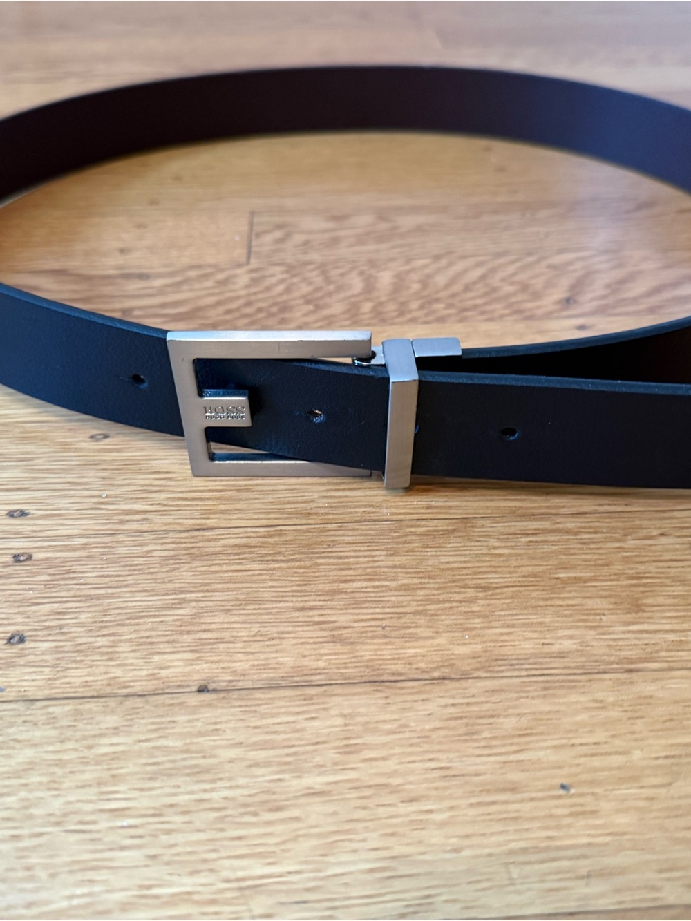 Hugo Boss‎ Reversible Black/Brown Leather Belt with Silver Buckle